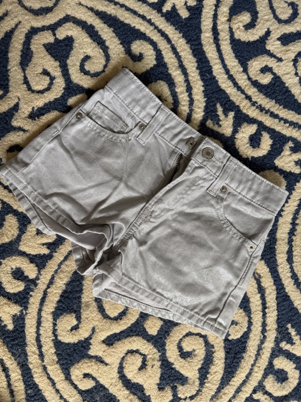 GAP Silver High-Rise Shortie Shorts